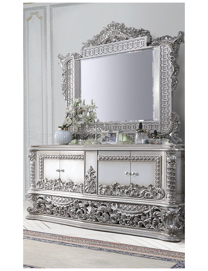 BD 00683 Lavish Classic PU Leather Light Gold & Gray Finish Bedroom Valkyrie Collection By Acme Furniture