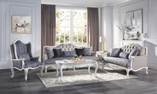 54310 Fabric & White Finish Living Room Ciddrenar Collection By Acme Furniture
