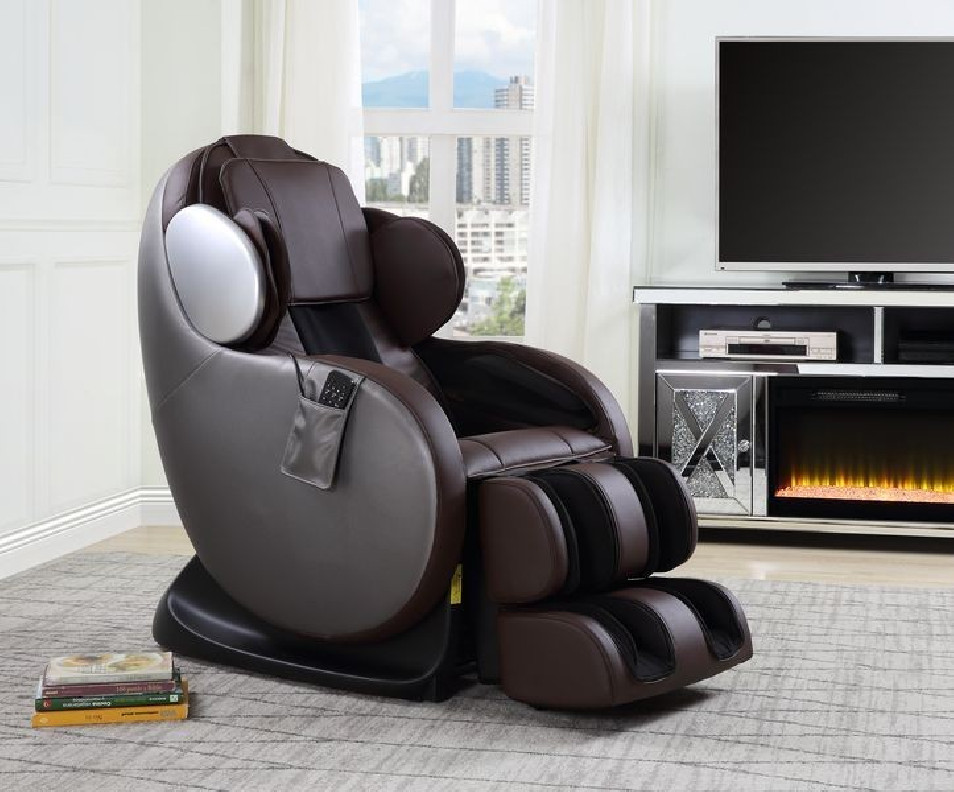 LV00569 Chocolate PU Massage Chair Pacari Contemporary Collection By Acme Furniture