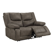 54895 Gray Leather-Aire Power Motion Sofas Harumi Contemporary Style By Acme Furniture