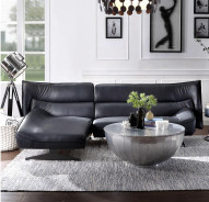 55060 Dark Gray Leather Meako Sectional Sofa Contemporary Acme Furniture Collections