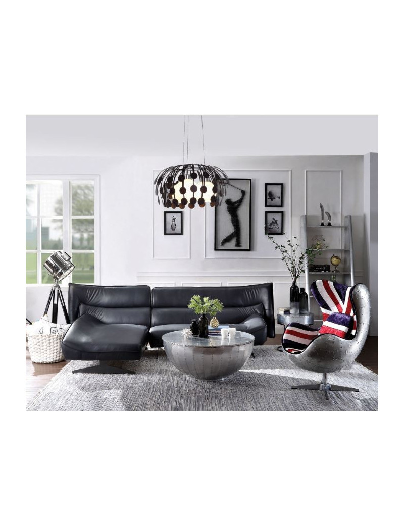 55060 Dark Gray Leather Meako Sectional Sofa Contemporary Acme Furniture Collections