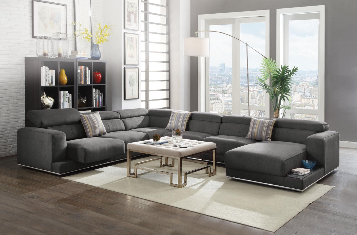 53720 Alwin Dark Gray Fabric Modular Sofa By Acme Furniture