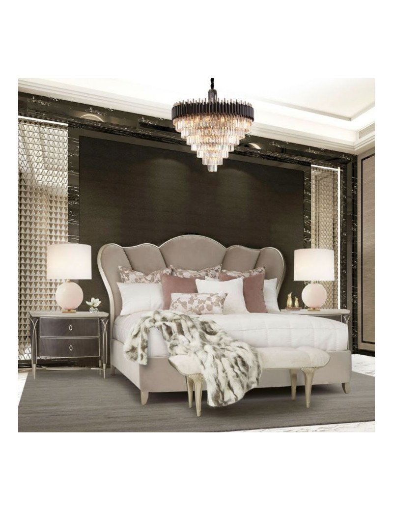 Villa Cherie Hazelnut Bedroom Set Collection by Michael Amini. Tufted Upholstered Bed
