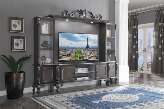 91985 Charcoal Finish Entertainment Center House Delphine Collection By Acme Furniture