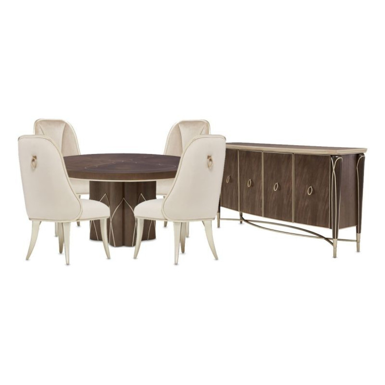 Round Dining Table Villa Cherrie Hazelnut By Michael Amini