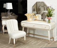 2 PC Vanity Desk Mirror & Stool La Rachelle Collection By Michael Amini
