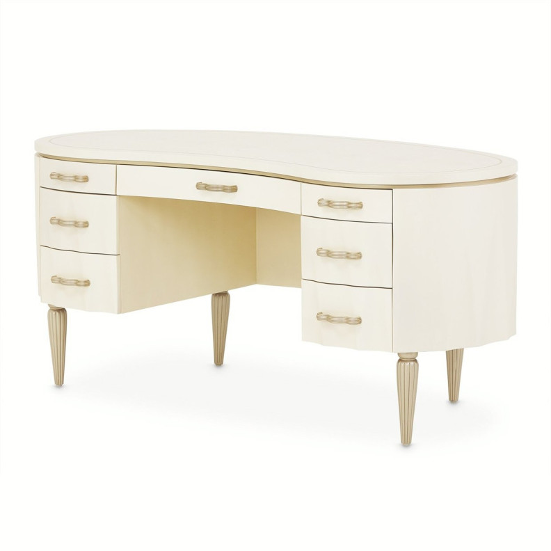 Creamy Pearl Finish Desk London Place Collection By Michael Amini