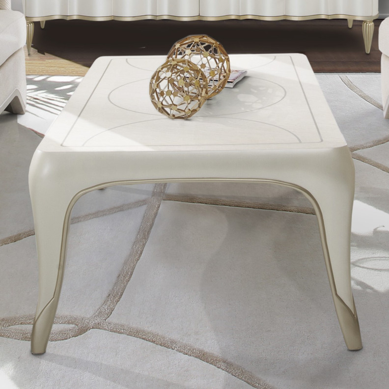Creamy Pearl Finish Rectangular Cocktail Table London Place Collection By Michael Amini