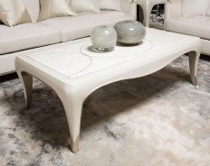 Creamy Pearl Finish Rectangular Cocktail Table London Place Collection By Michael Amini