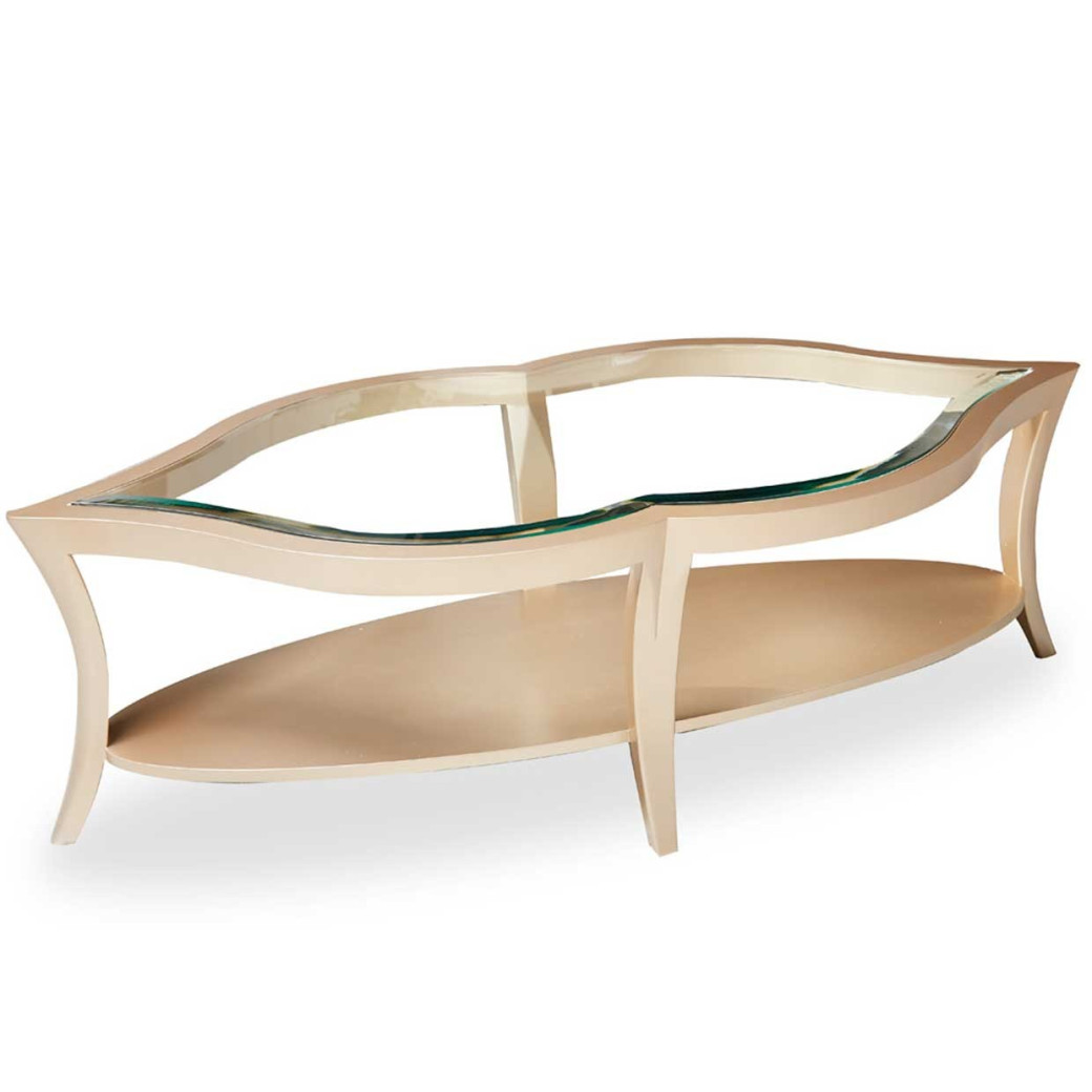 Cocktail Table W/Glass Chardonnay Malibu Crest Collection by Michael Amini