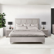 Marin Bedroom Set Collection By Michael Amini. High Gloss Lacquer Greige Finish
