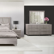 Marin Bedroom Set Collection By Michael Amini. High Gloss Lacquer Greige Finish
