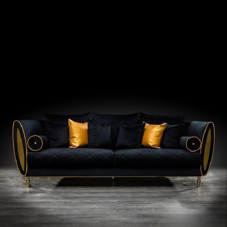 Cerchio Gold 2Pc Sofa Set | Black By Roberto Grassie