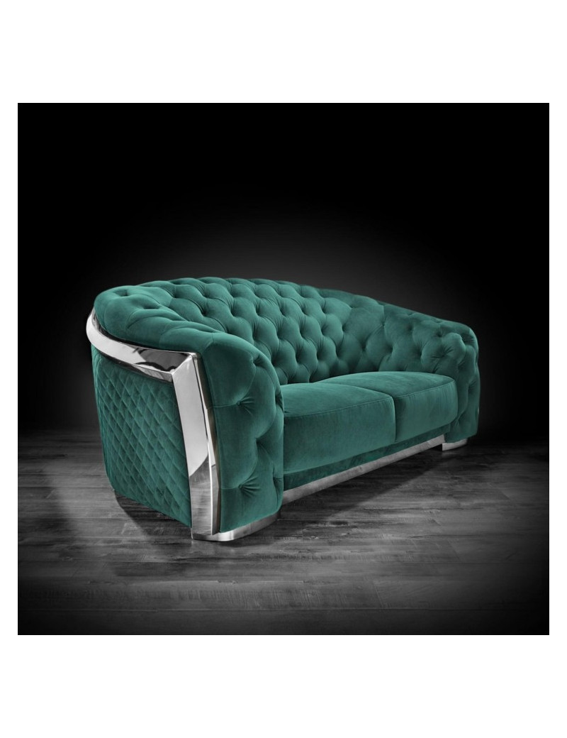 Massimo Silver 2Pc Sofa Set | Dark Green By Roberto Grassie