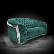 Massimo Silver 2Pc Sofa Set | Dark Green By Roberto Grassie