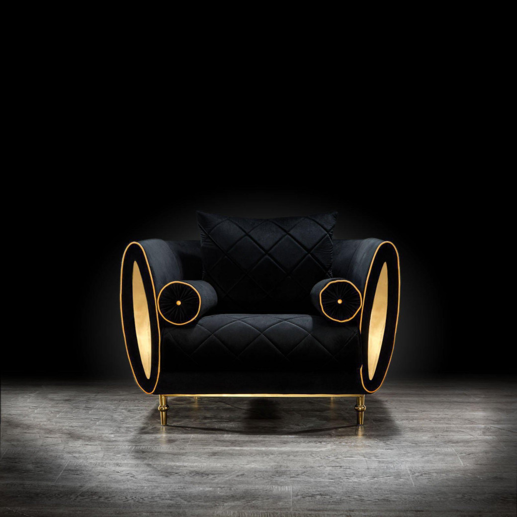 Cerchio Gold 2Pc Sofa Set | Black By Roberto Grassie