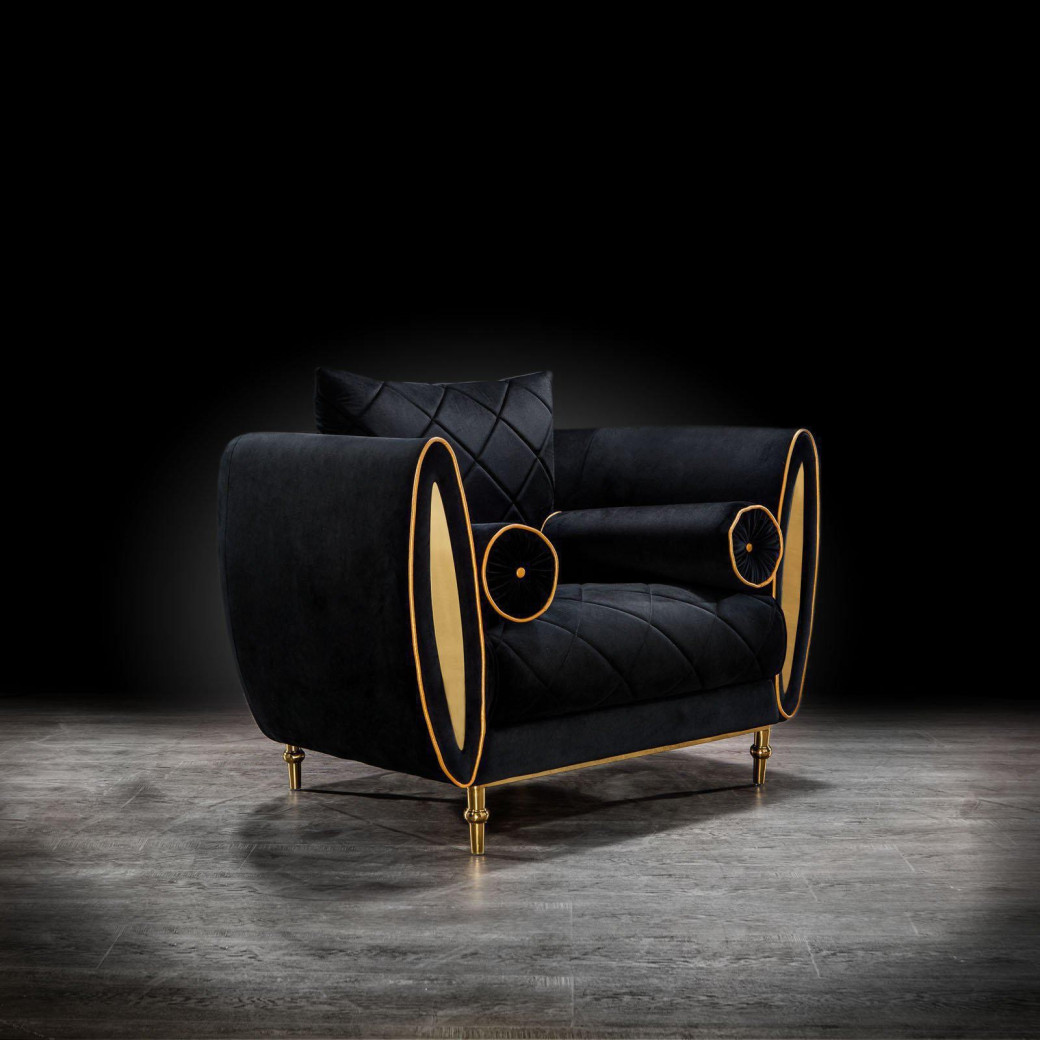 Cerchio Gold 2Pc Sofa Set | Black By Roberto Grassie