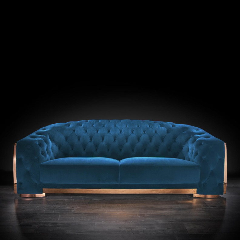 Massimo Rose Gold & Blue 2Pc Sofa Set By Roberto Grassie