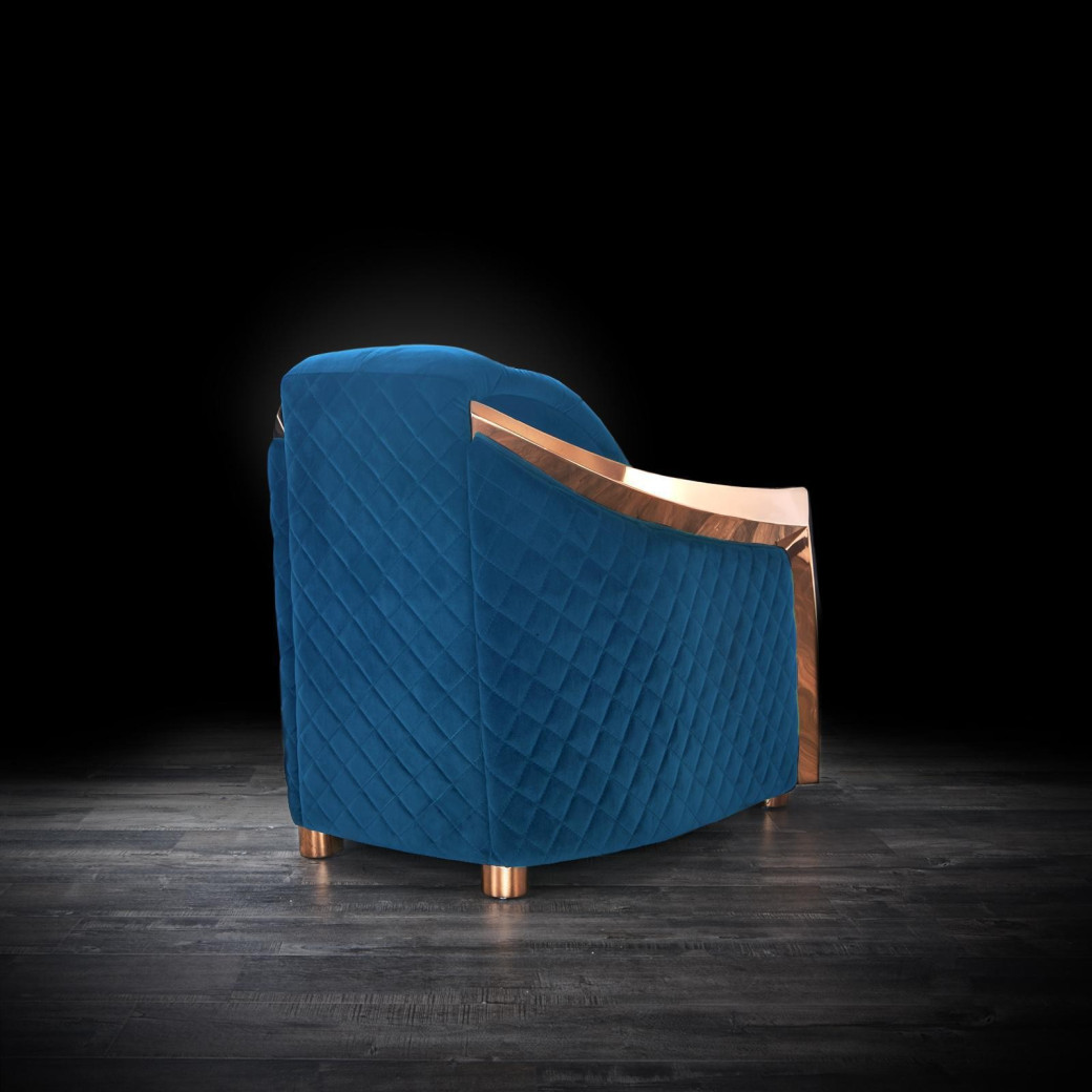 Massimo Rose Gold & Blue 2Pc Sofa Set By Roberto Grassie