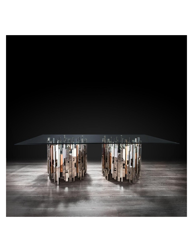 Illusion Silver Rectangular Dining Table By Roberto Grassie