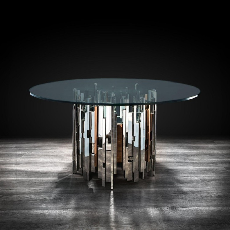 Illusion Silver Round Dining Table By Robert Grassie