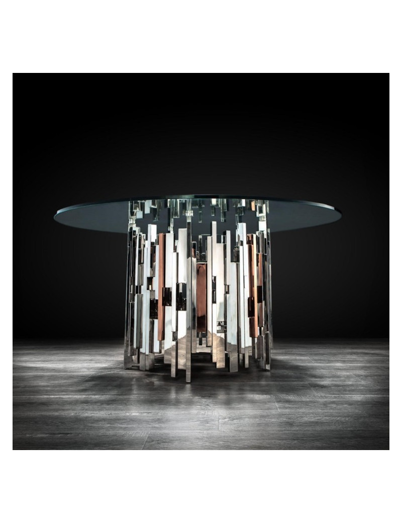 Illusion Silver Round Dining Table By Robert Grassie