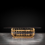 Milano Rectangular Glass Top Dining Table | Gold by Roberto Grassie