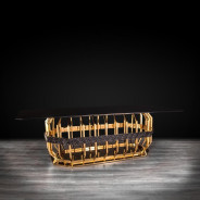 Milano Rectangular Glass Top Dining Table | Gold by Roberto Grassie