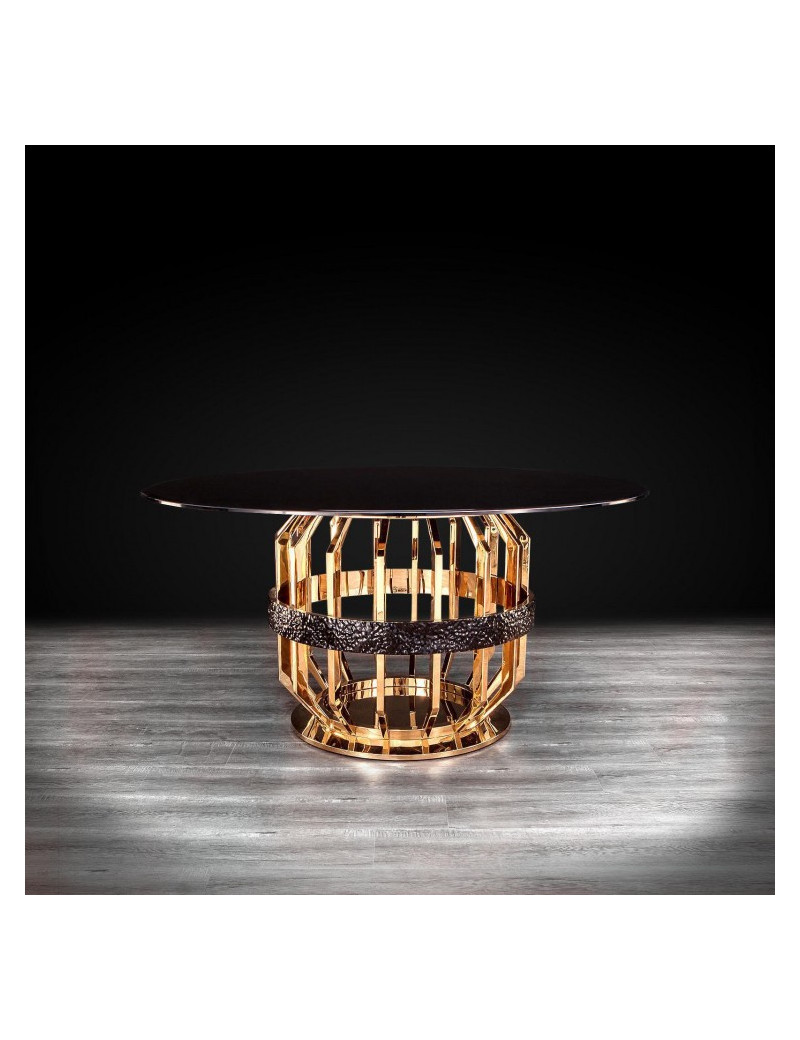 Milano Round Glass Top Dining Table | Gold By Roberto Grassie