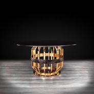 Milano Round Glass Top Dining Table | Gold By Roberto Grassie