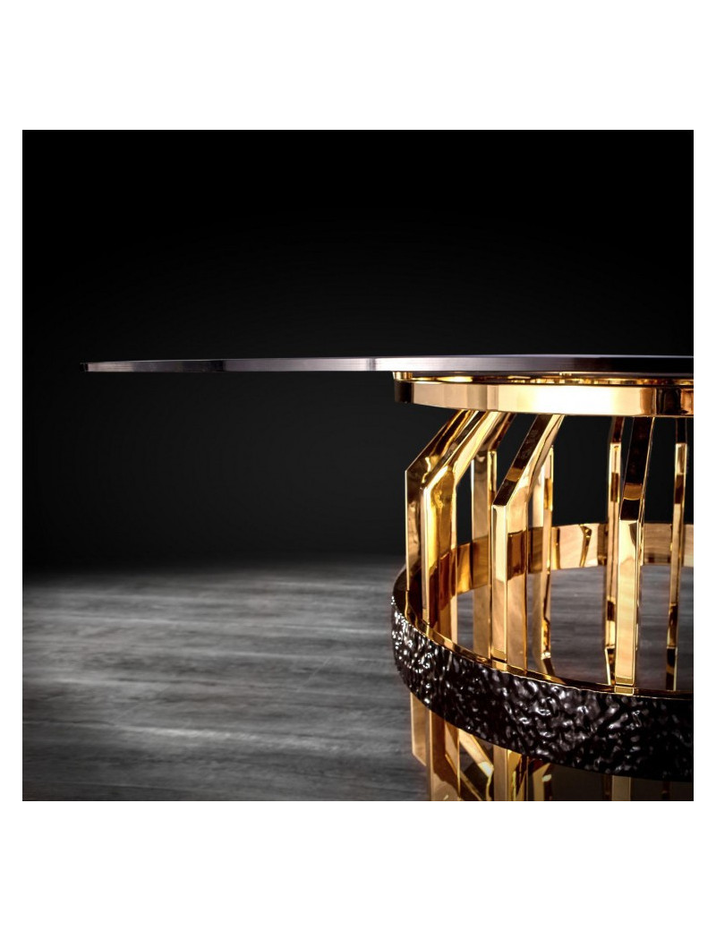 Milano Round Glass Top Dining Table | Gold By Roberto Grassie