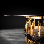 Milano Round Glass Top Dining Table | Gold By Roberto Grassie