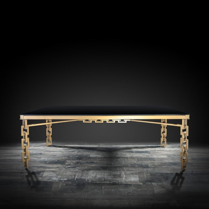 Catena Rectangular Dining Table | Champagne Gold by Roberto Grassie