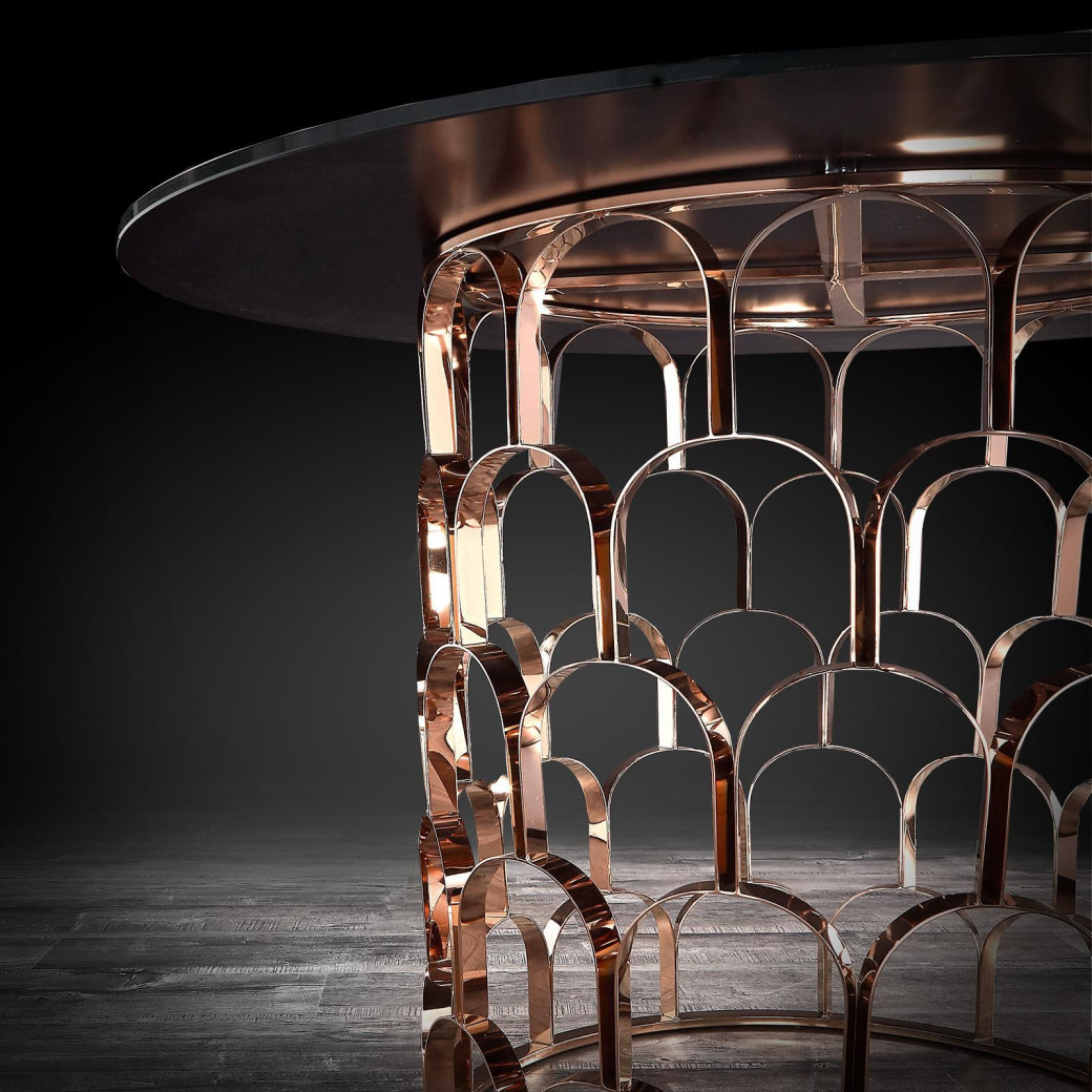 Sequenza Round Dining Table | Rose Gold By Roberto Grassie