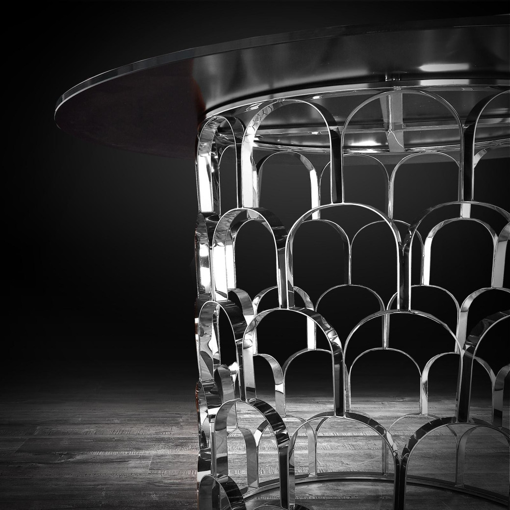 Sequenza Round Dining Table | Silver By Roberto Grassie