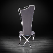 Belladonna Dining Chair stainless steel Gray  gray velvet faux leather upholstery.