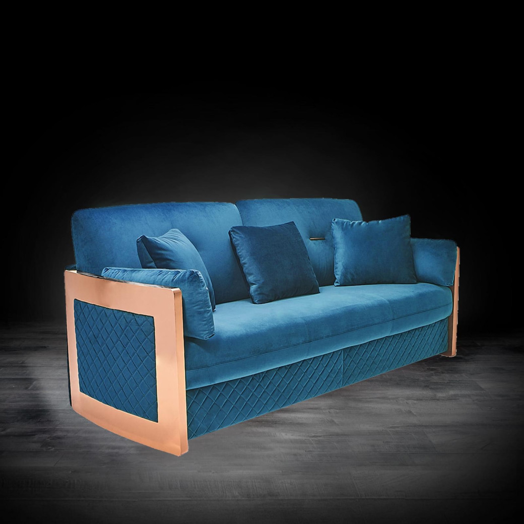 Adagio Rose Gold / Dark Blue 2 Pc Sofa Set By Roberto Grassie
