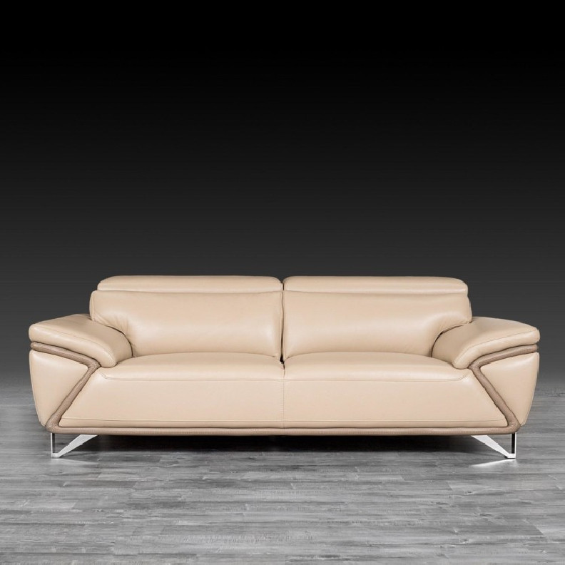 Dante Top Grain Beige Leather 2 Pc Sofa & Loveseat By Roberto Grassie