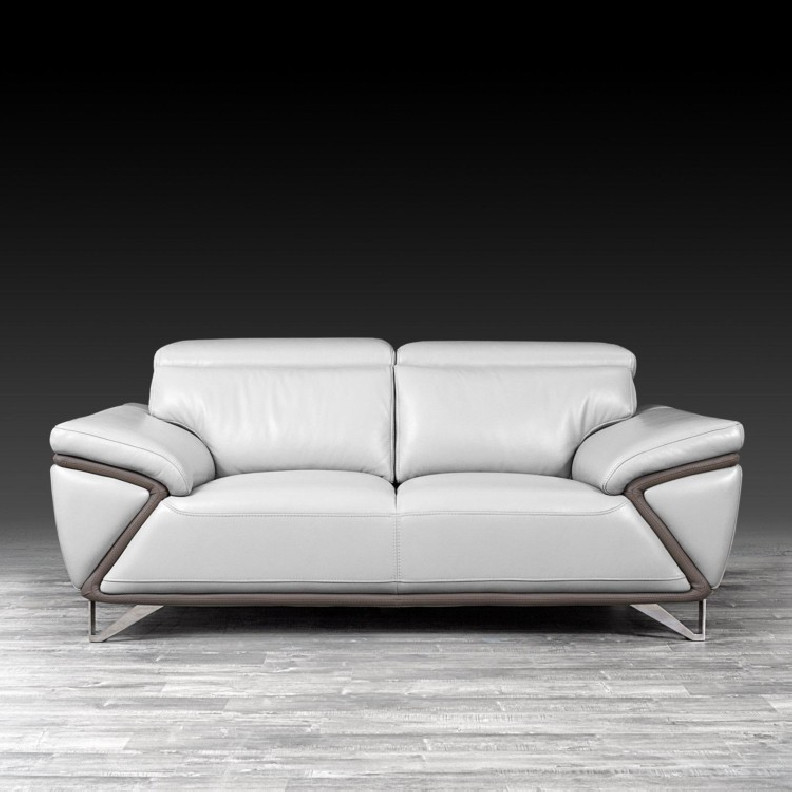 Dante Top Grain Light Gray Leather 2 Pc Sofa & Loveseat By Roberto Grassie