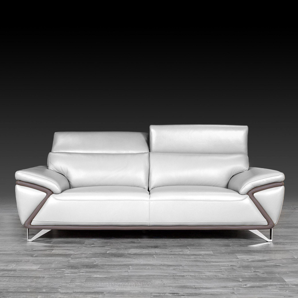 Dante Top Grain Light Gray Leather 2 Pc Sofa & Loveseat By Roberto Grassie