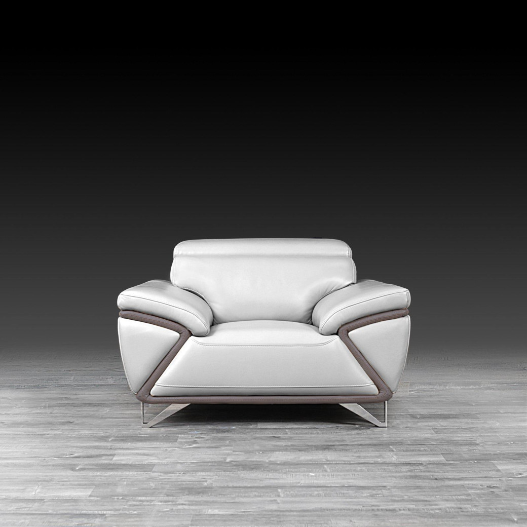 Dante Top Grain Light Gray Leather 2 Pc Sofa & Loveseat By Roberto Grassie