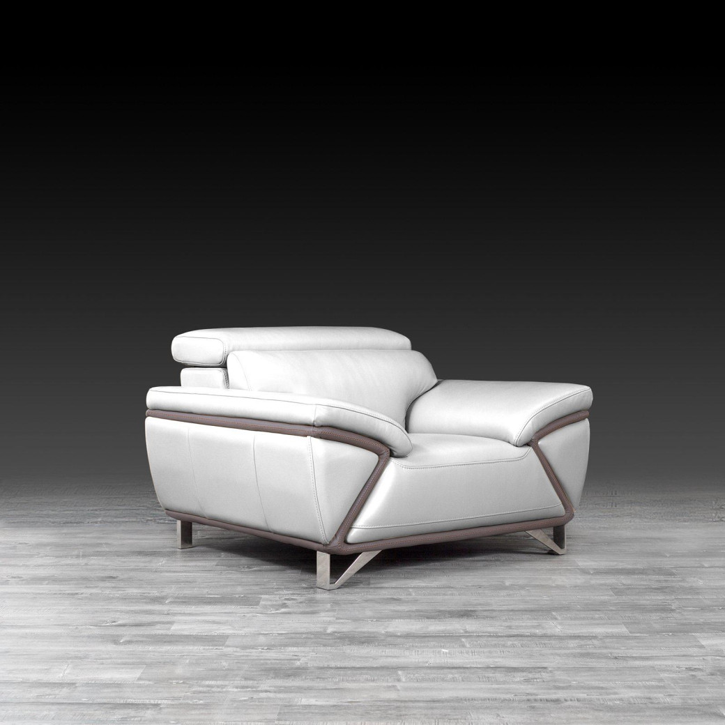 Dante Top Grain Light Gray Leather 2 Pc Sofa & Loveseat By Roberto Grassie