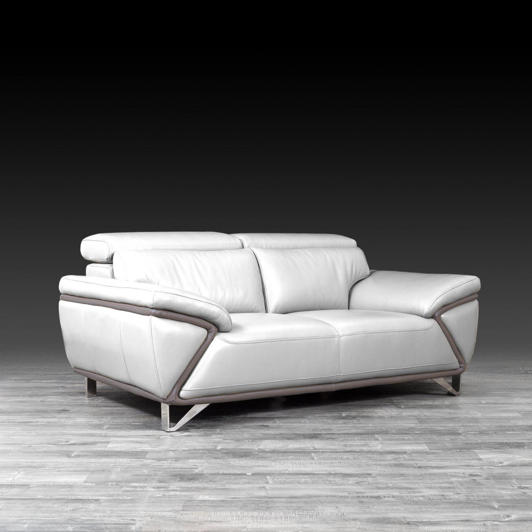 Dante Top Grain Light Gray Leather 2 Pc Sofa & Loveseat By Roberto Grassie