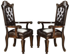 60000 PU / Cherry Finish Double Pedestal Dining Table Acme Vendome Collection