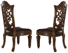 60000 PU / Cherry Finish Double Pedestal Dining Table Acme Vendome Collection