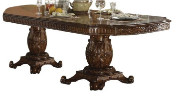 60000 PU / Cherry Finish Double Pedestal Dining Table Acme Vendome Collection