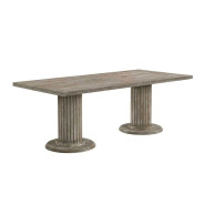 60170 Double Pedestal Dining Table Fabric & Reclaimed Gray Finish By Acme Furniture