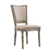 60170 Double Pedestal Dining Table Fabric & Reclaimed Gray Finish By Acme Furniture