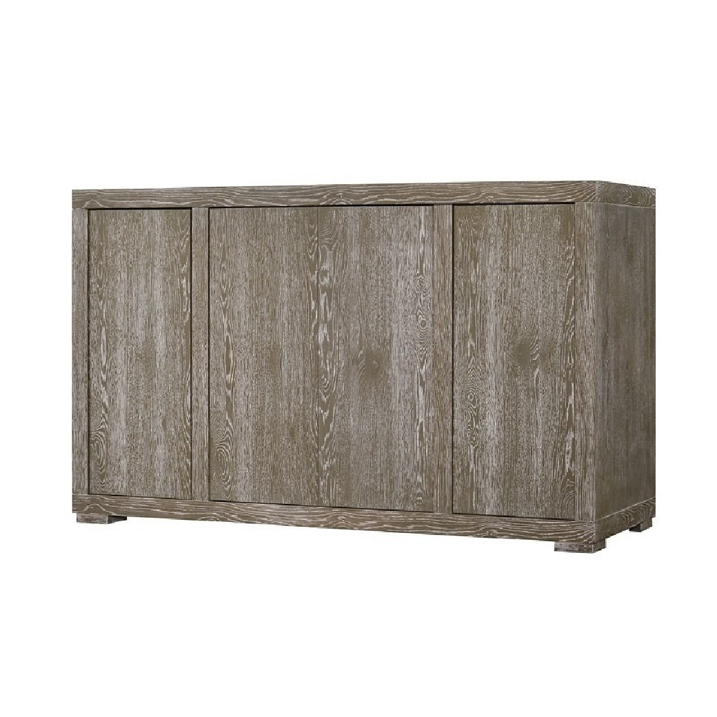60170 Double Pedestal Dining Table Fabric & Reclaimed Gray Finish By Acme Furniture